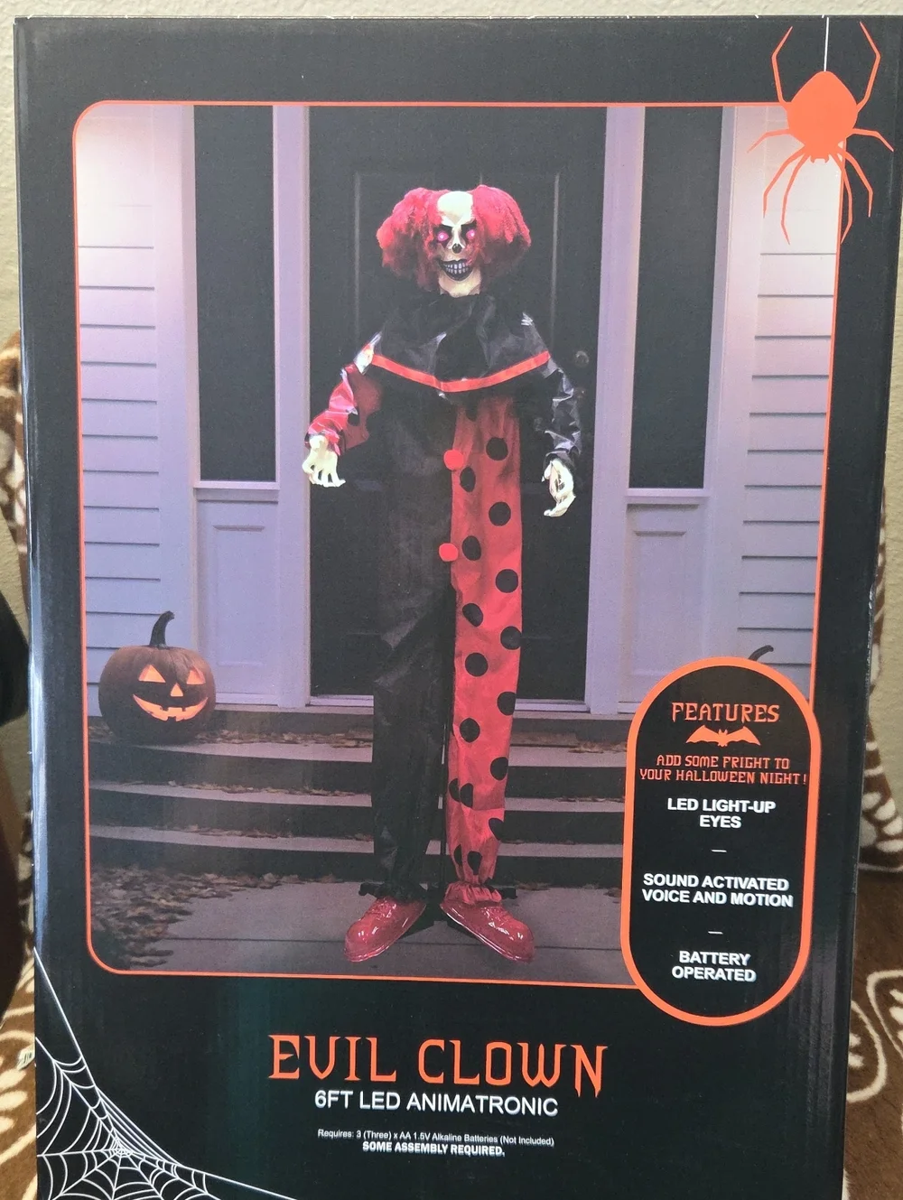 Evil Clown 6ft LED Animatronic Costume - Black & Red